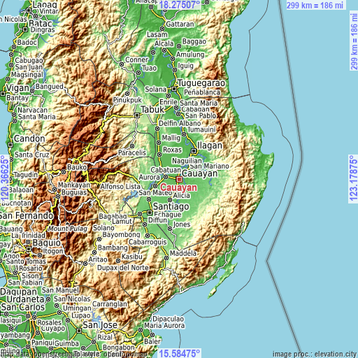 Topographic map of Cauayan