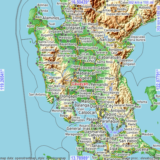 Topographic map of Cauayan