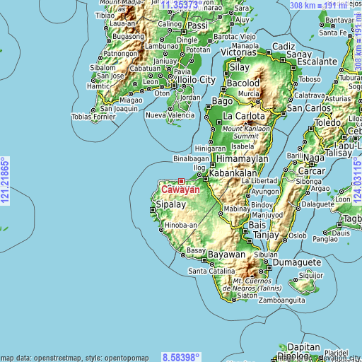 Topographic map of Cawayan