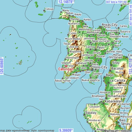 Topographic map of Catungan