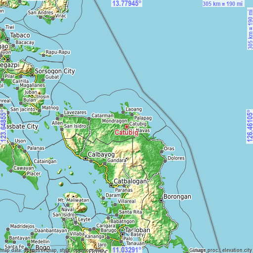 Topographic map of Catubig