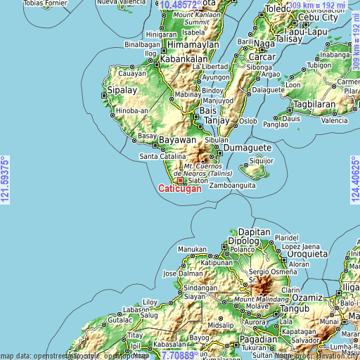 Topographic map of Caticugan