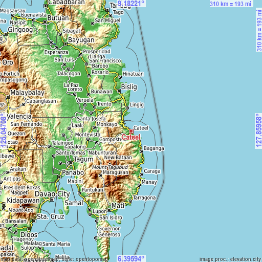 Topographic map of Cateel