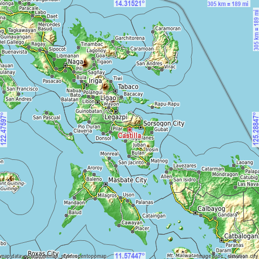 Topographic map of Castilla