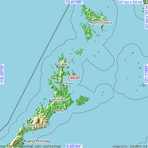 Topographic map of Casian