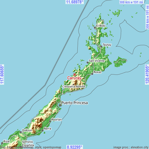 Topographic map of Caruray