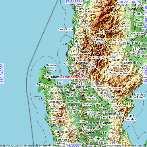 Topographic map of Caronoan West