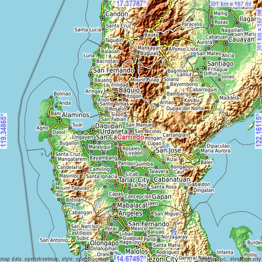 Topographic map of Carriedo