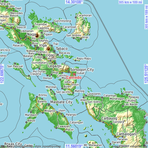 Topographic map of Carriedo