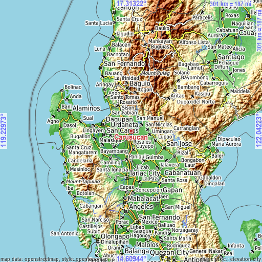 Topographic map of Carusucan