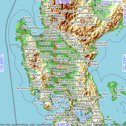 Topographic map of Carmen