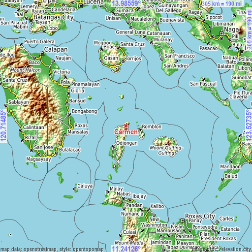 Topographic map of Carmen