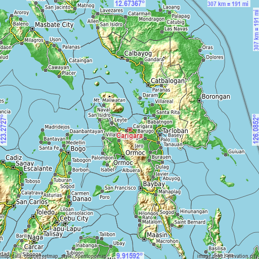 Topographic map of Carigara