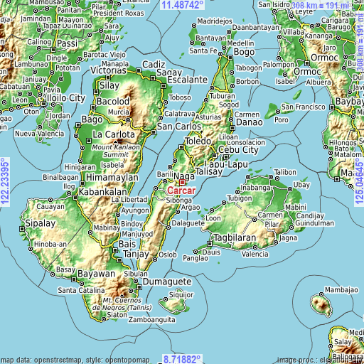 Topographic map of Carcar