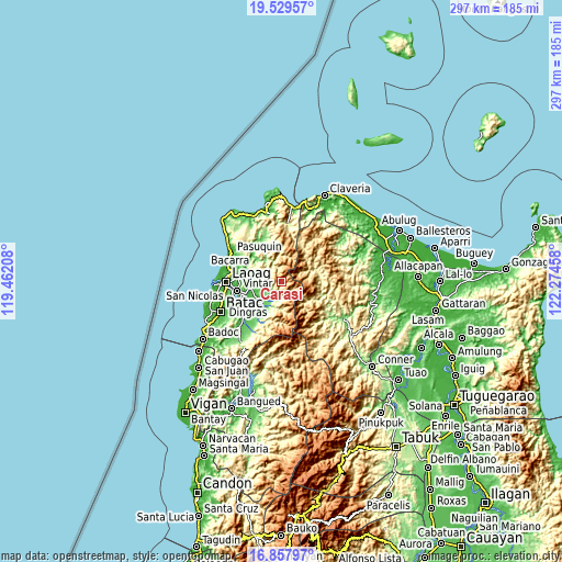 Topographic map of Carasi