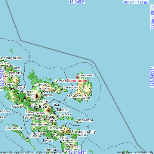 Topographic map of Caramoran