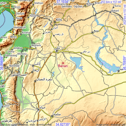 Topographic map of Banān