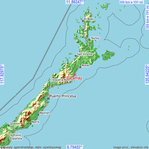Topographic map of Caramay