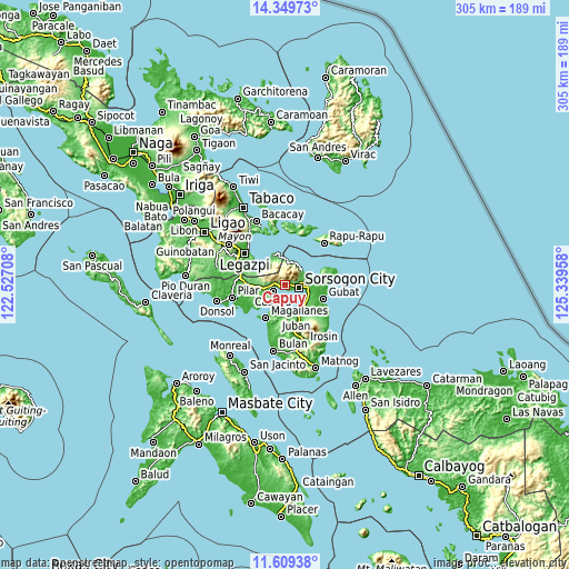 Topographic map of Capuy