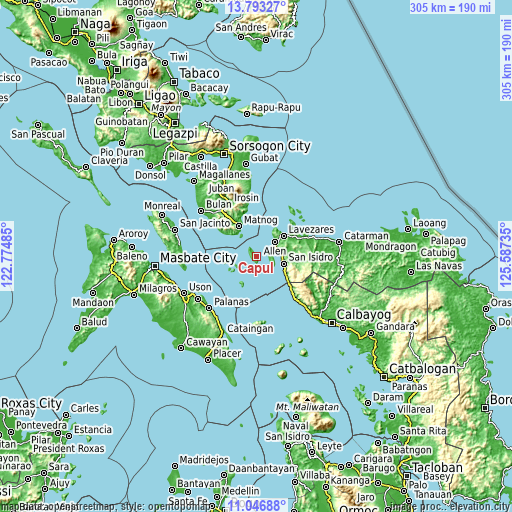 Topographic map of Capul