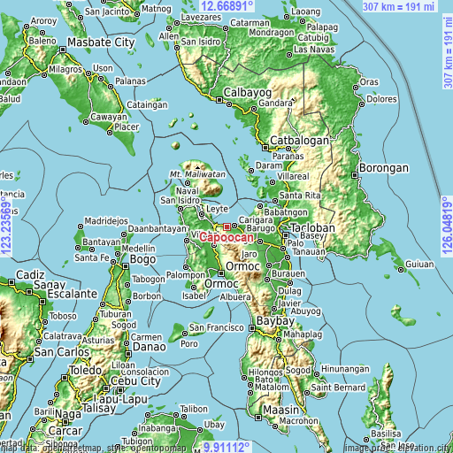 Topographic map of Capoocan