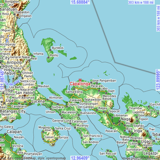 Topographic map of Capalonga