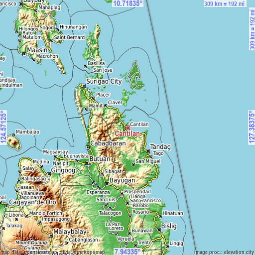 Topographic map of Cantilan