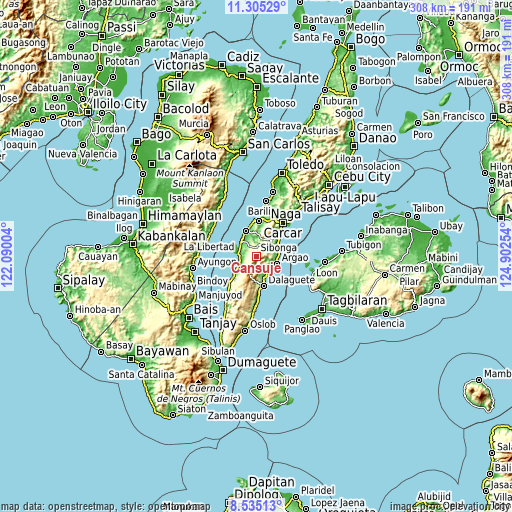 Topographic map of Cansuje