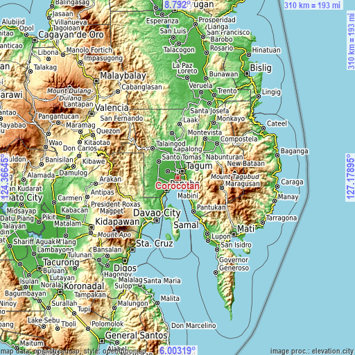 Topographic map of Corocotan