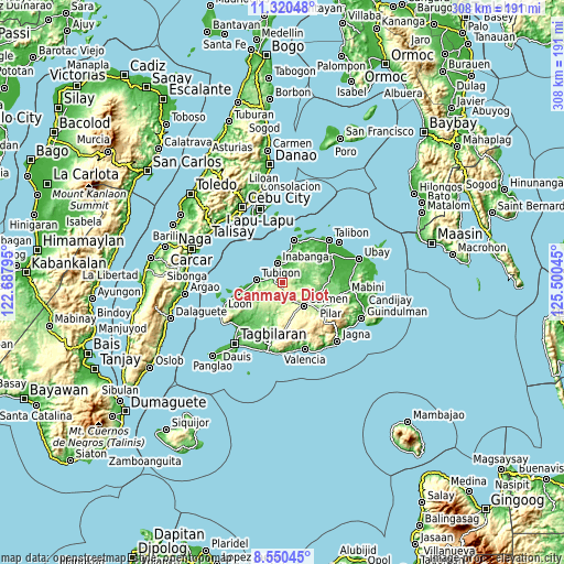 Topographic map of Canmaya Diot