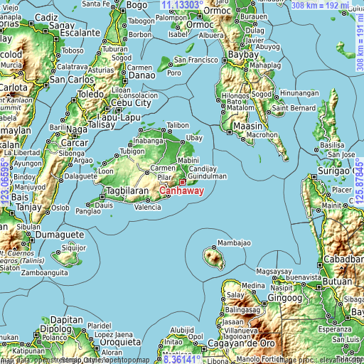 Topographic map of Canhaway