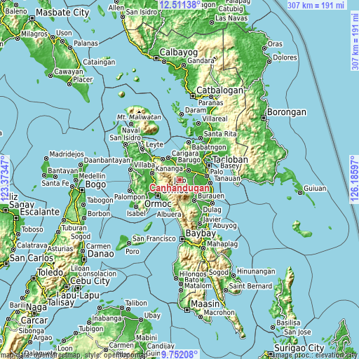 Topographic map of Canhandugan