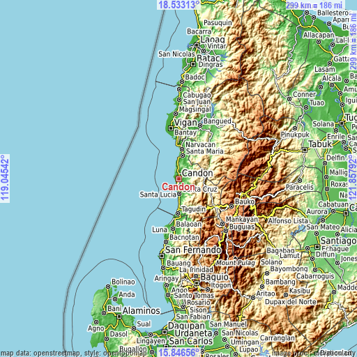 Topographic map of Candon