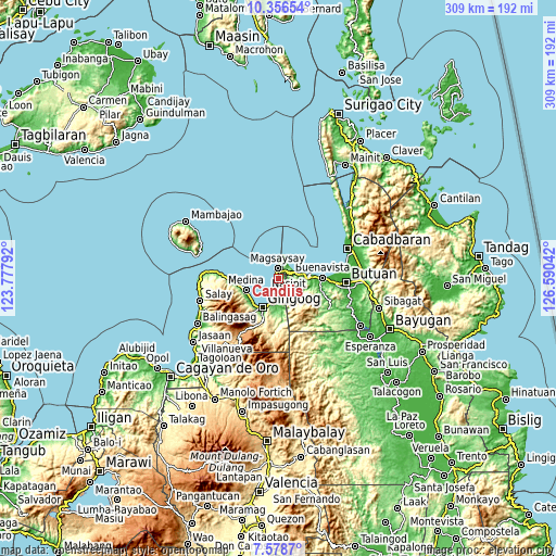 Topographic map of Candiis