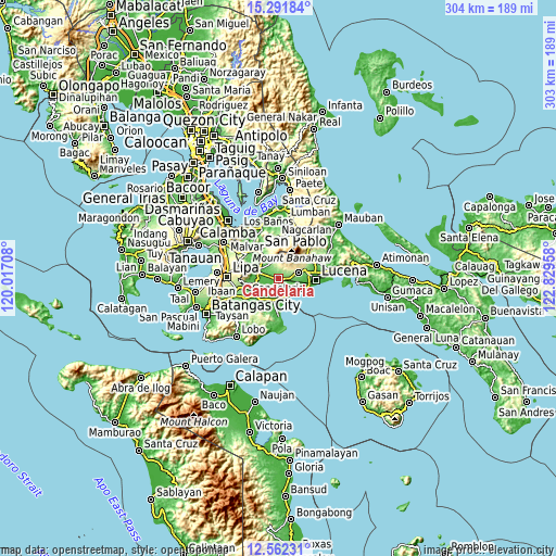 Topographic map of Candelaria