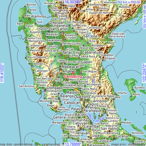 Topographic map of Candating