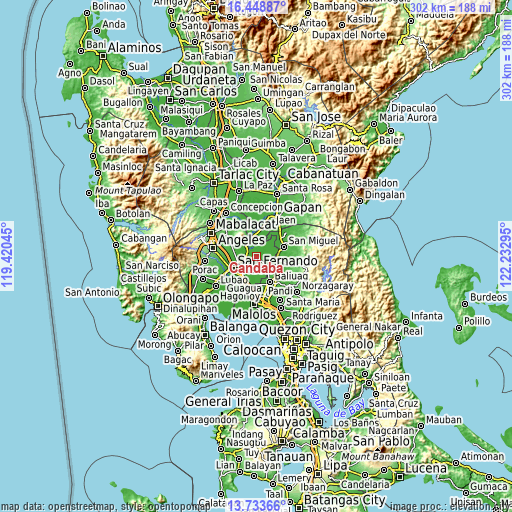Topographic map of Candaba