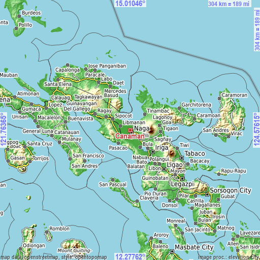 Topographic map of Canaman