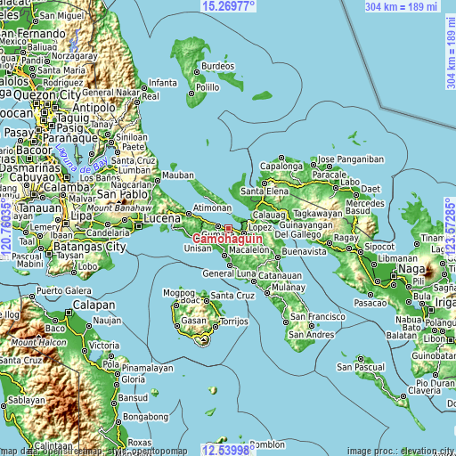 Topographic map of Camohaguin