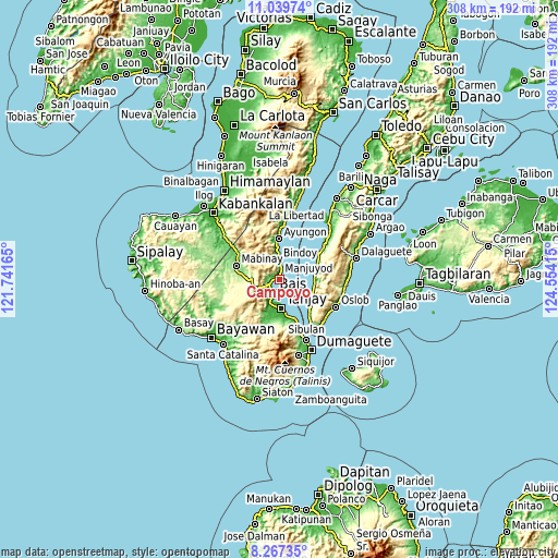 Topographic map of Campoyo