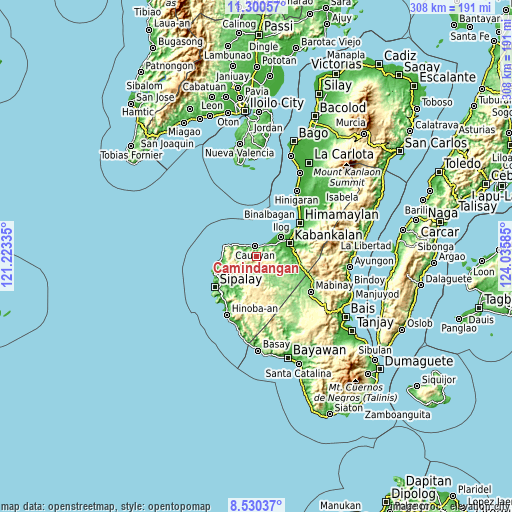 Topographic map of Camindangan