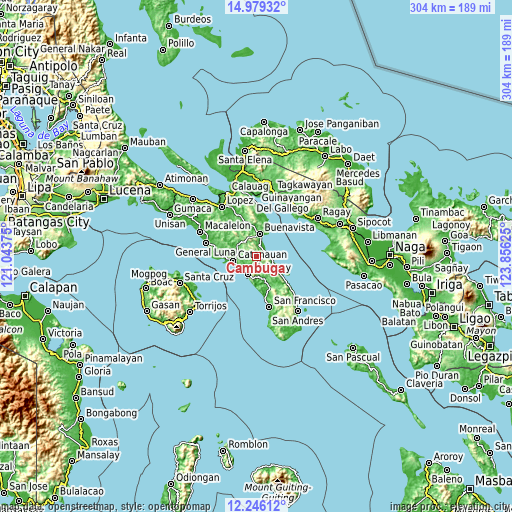 Topographic map of Cambuga