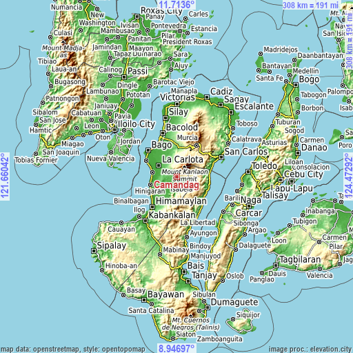 Topographic map of Camandag