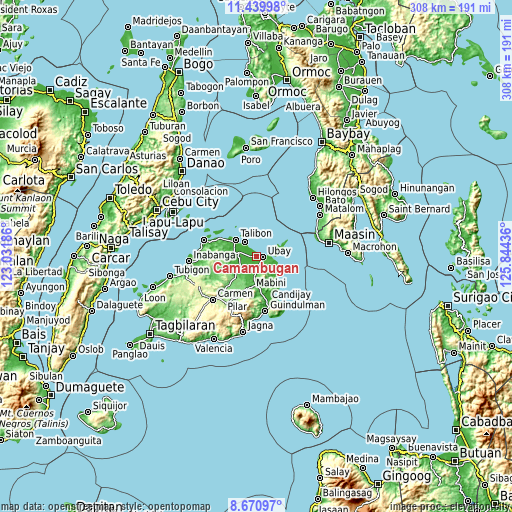 Topographic map of Camambugan