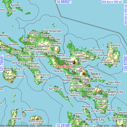 Topographic map of Camaligan