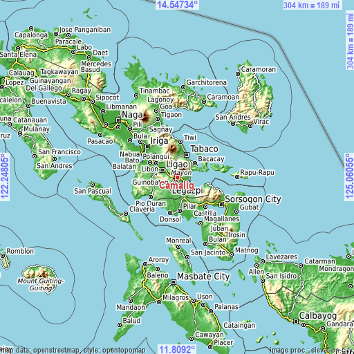 Topographic map of Camalig