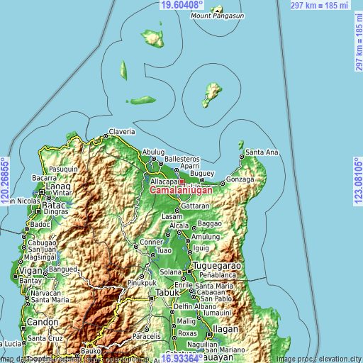 Topographic map of Camalaniugan