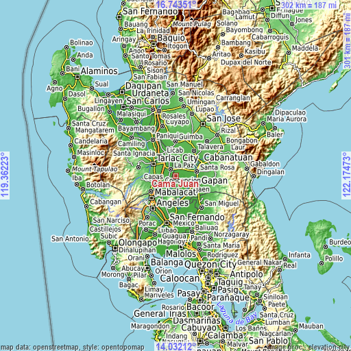 Topographic map of Cama Juan