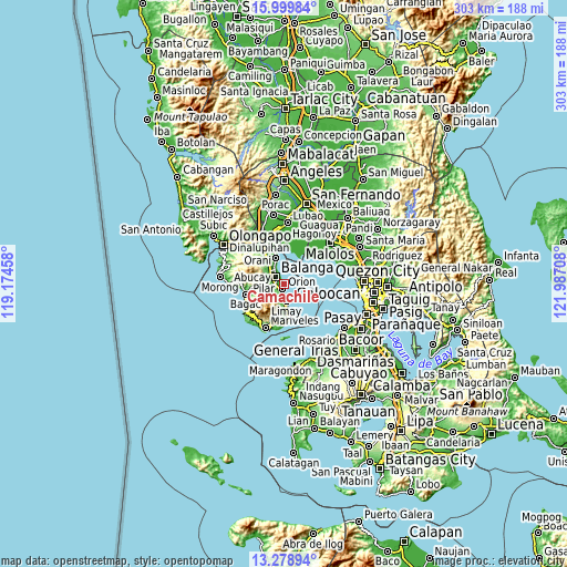 Topographic map of Camachile