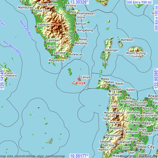 Topographic map of Caluya